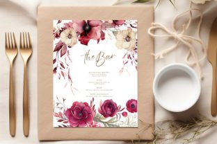 Burgundy Flowers Clipart Watercolor Png Graphic by LeCoqDesign ...
