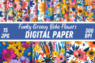 Funky Groovy Boho Flowers Paper Pattern Graphic by Creative River ...