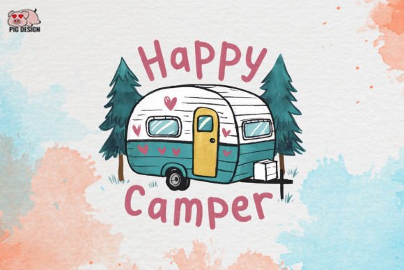Happy Camper Clipart PNG Graphics