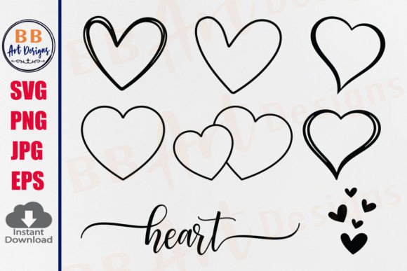 Heart Outline SVG, Scribble Heart PNG