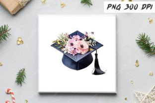 Watercolor Floral Graduation Cap Clipart Graphic by Watercolor Clipart ...