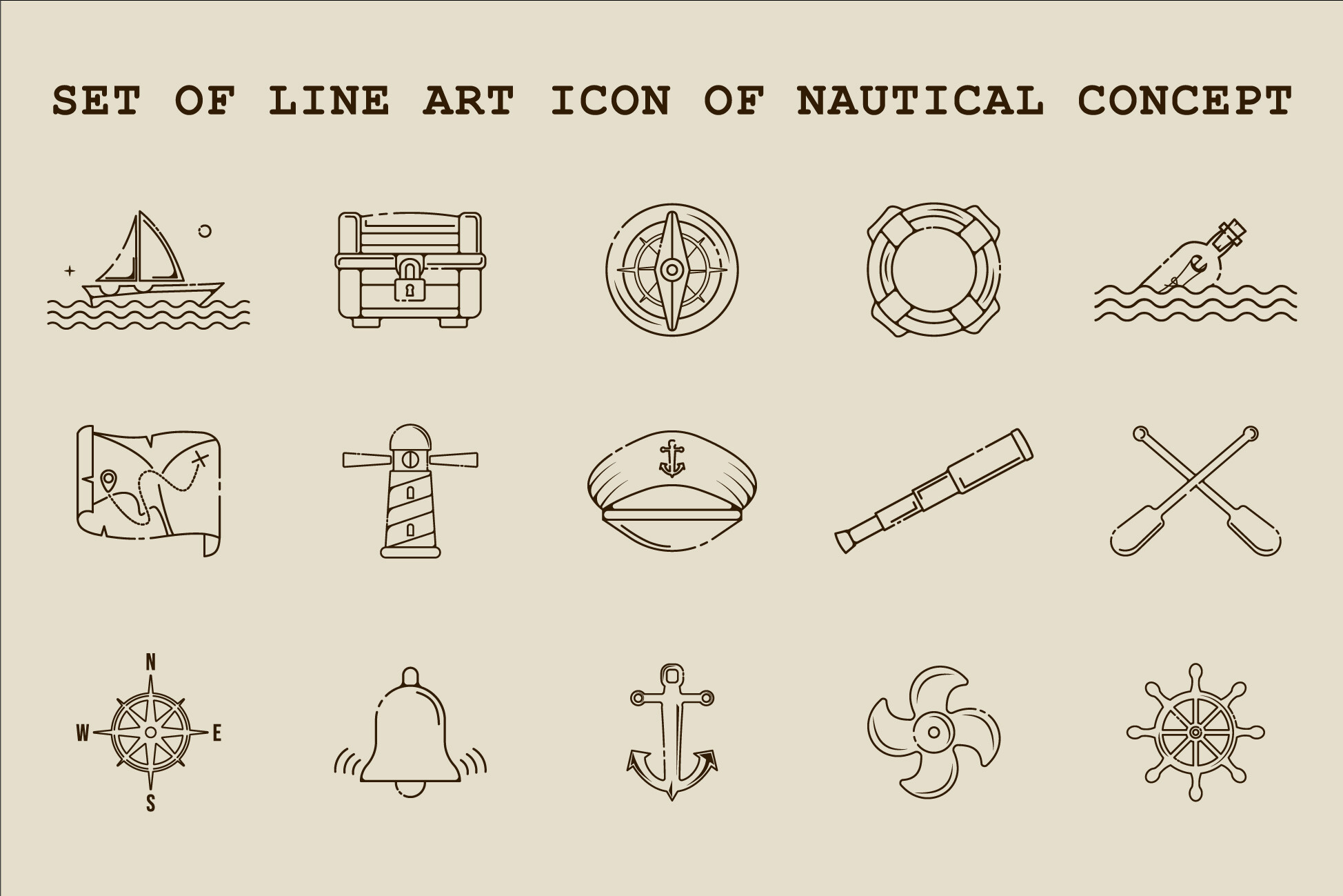 Set of Nautical Icon Line Art Vector Graphic by uzumakyfaradita ...