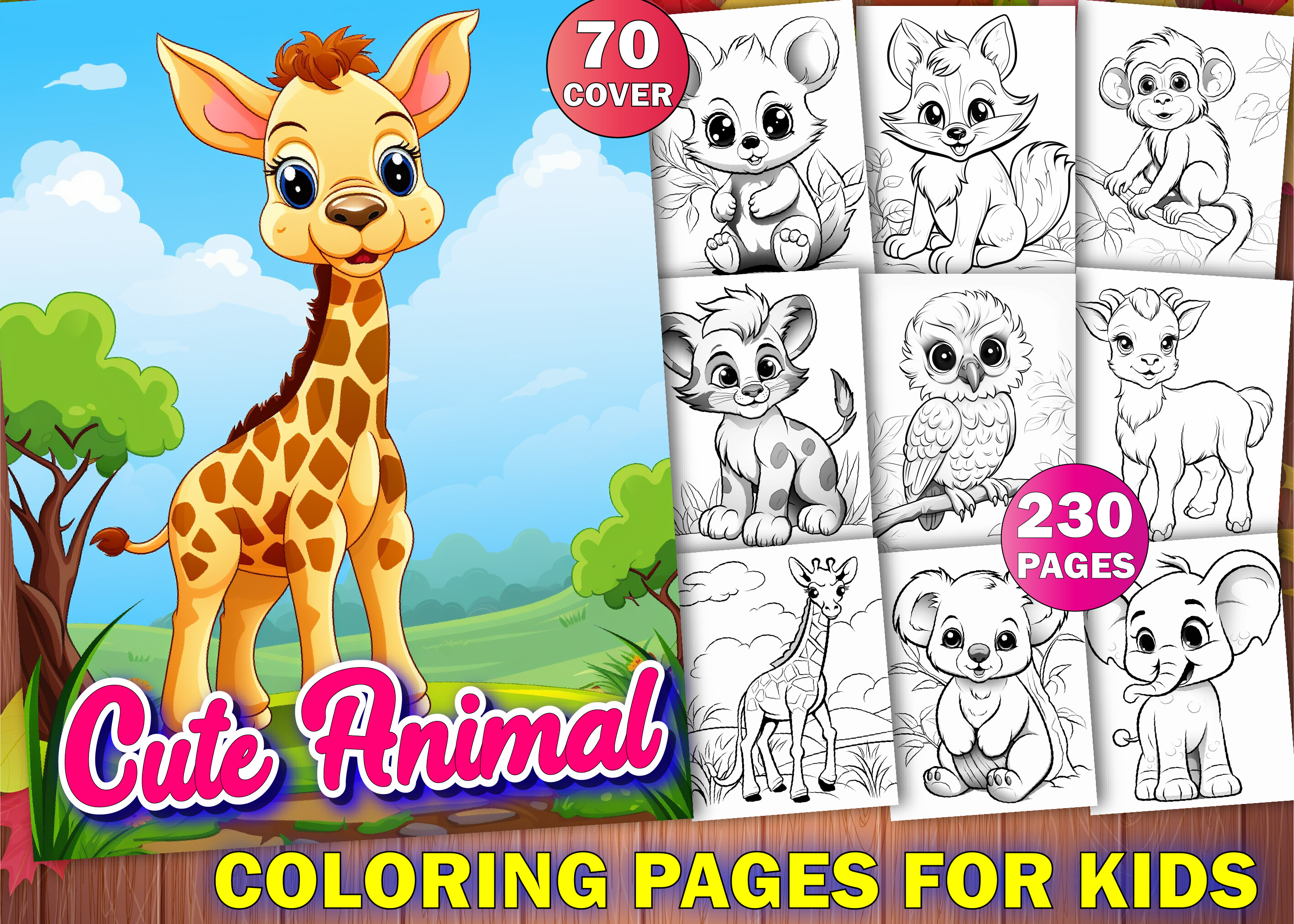 230 Cute Animals Coloring Pages for Kids