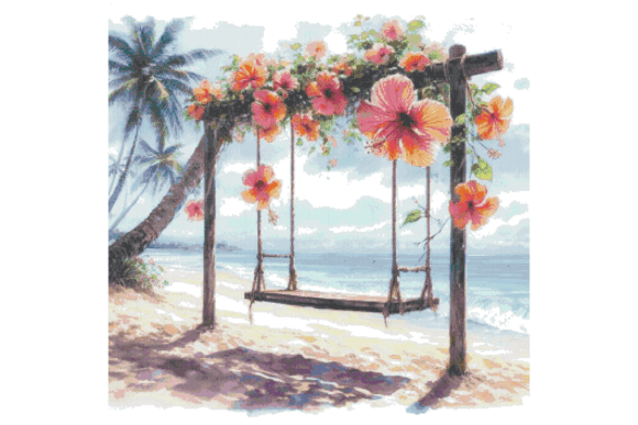 Beach Swing Counted Cross Stitch Pattern