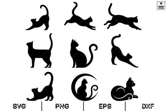 Cat Silhouette Set, Animal, Svg