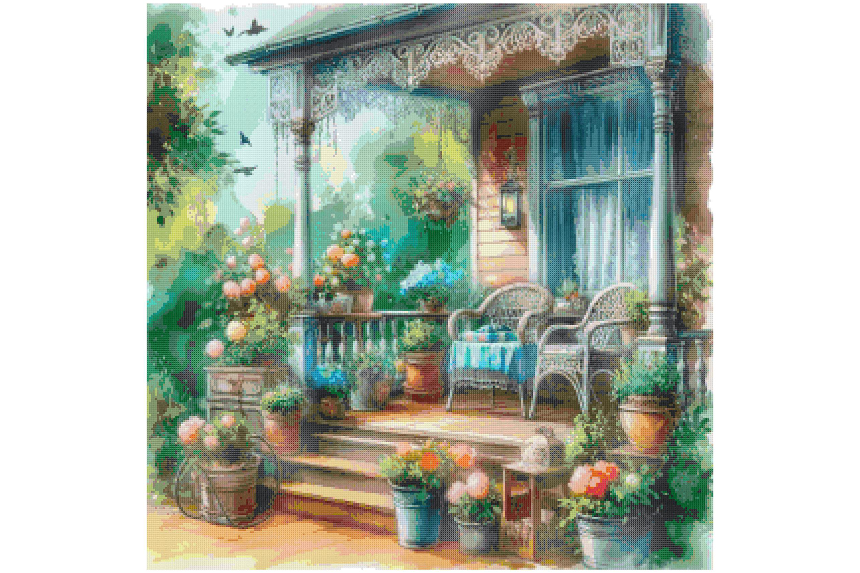Front Porch Counted Cross Stitch Pattern