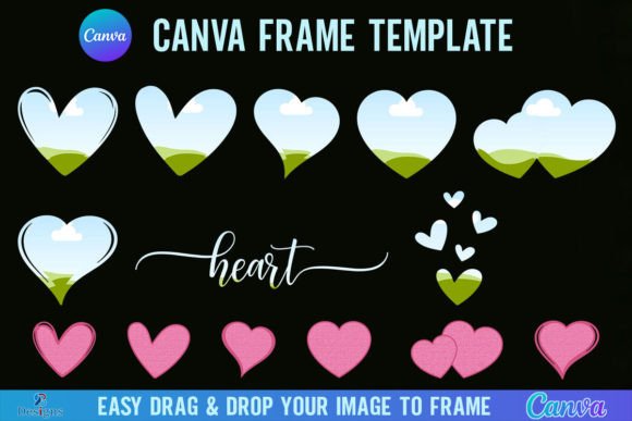 Heart Canva frame template for Valentine designs
