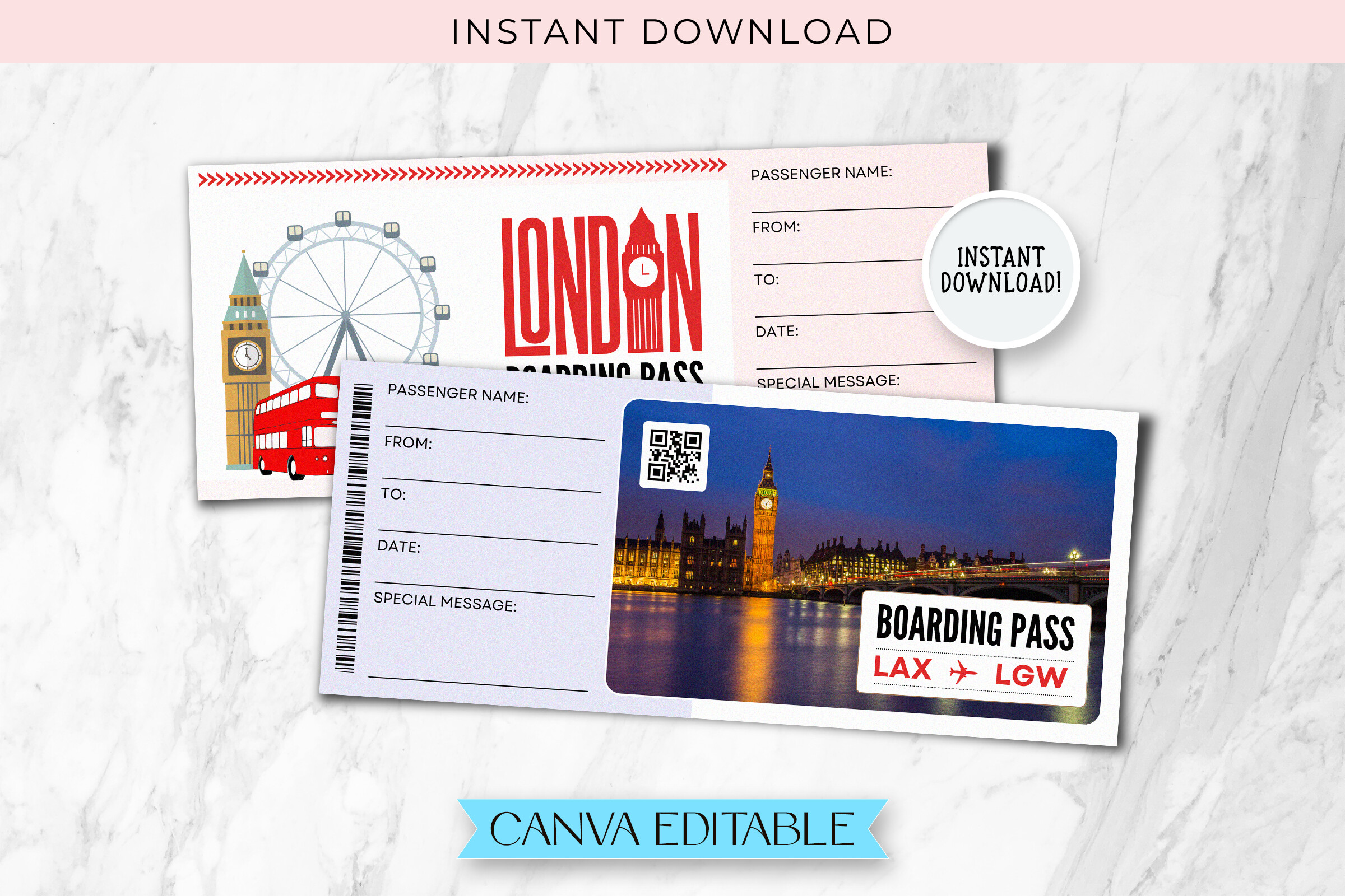 London Trip Surprise Gift Ticket