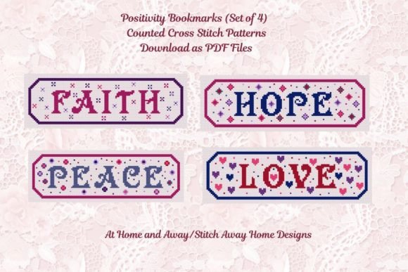 Positivity Cross-stitch Bookmarks (4)