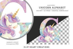 Watercolor Unicorn Alphabet Clipart Graphic by clipheartcreations ...