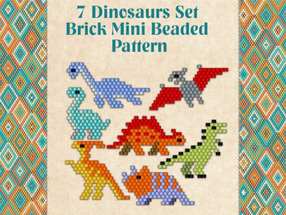 7 Beaded Dinosaurs Set