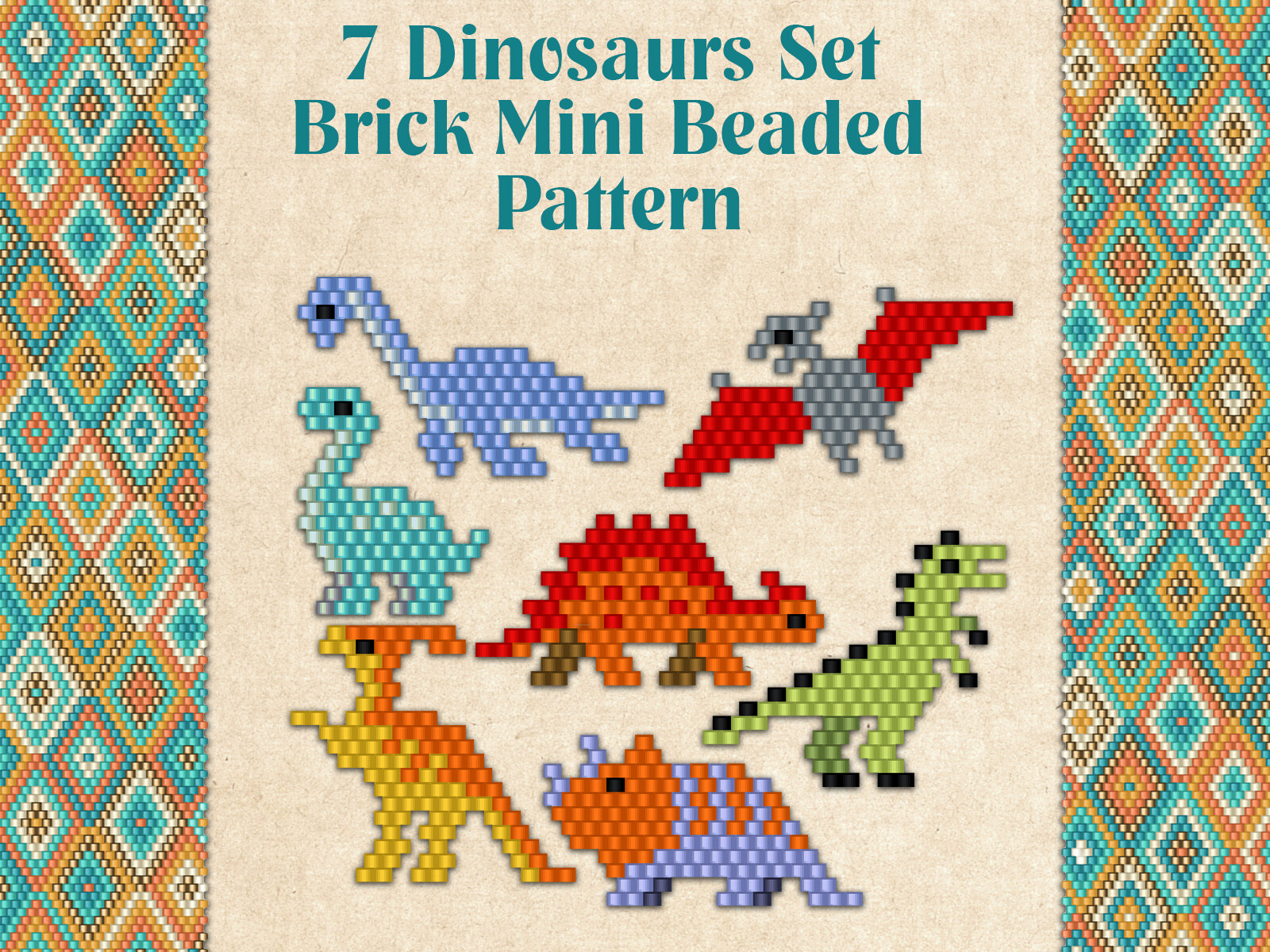 7 Beaded Dinosaurs Set