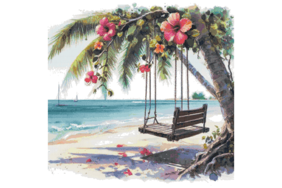 Beach Swing Counted Cross Stitch Pattern