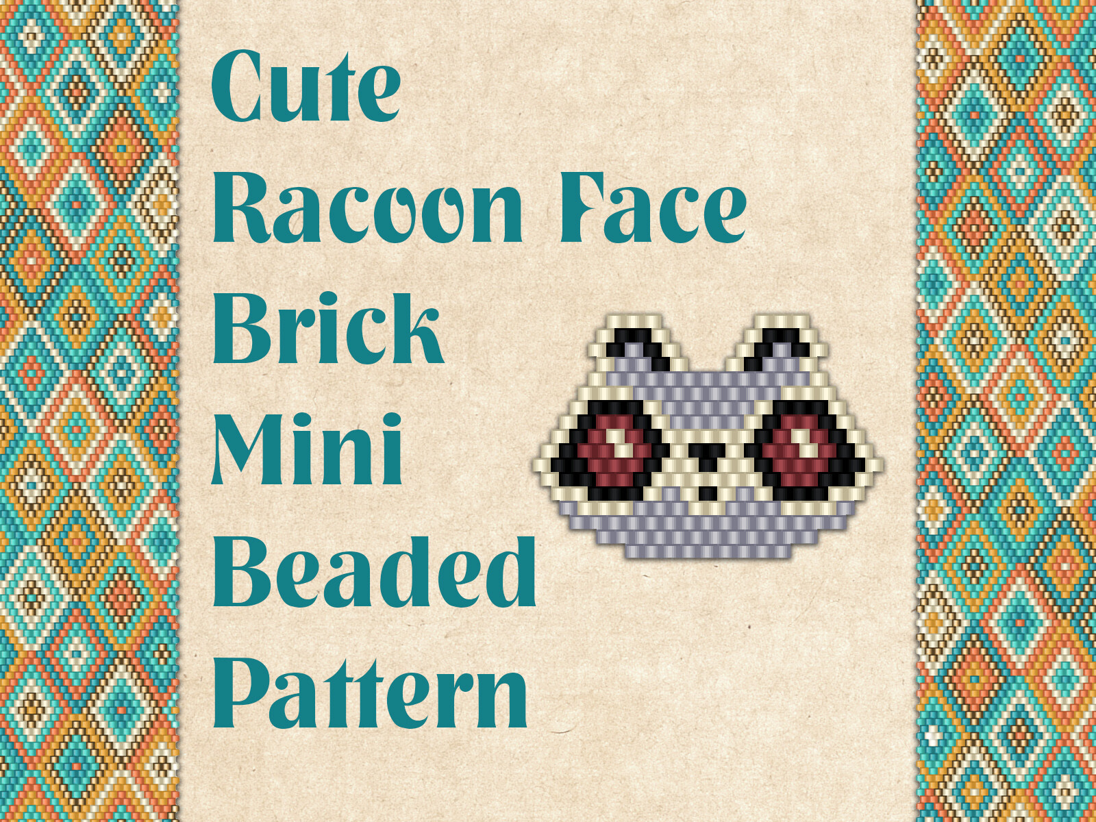 Beaded Cute Racoon Face