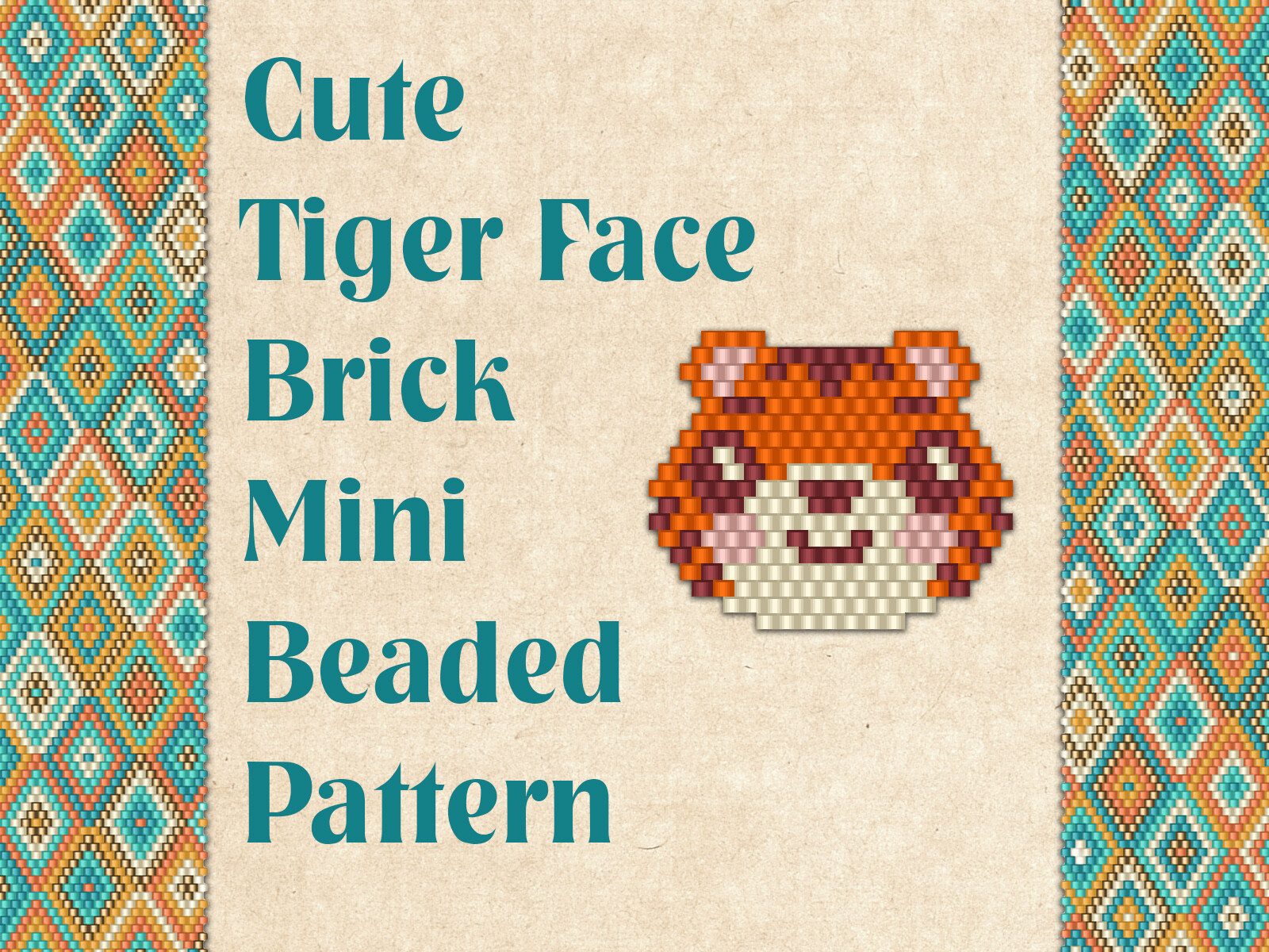 Beaded Cute Tiger Face