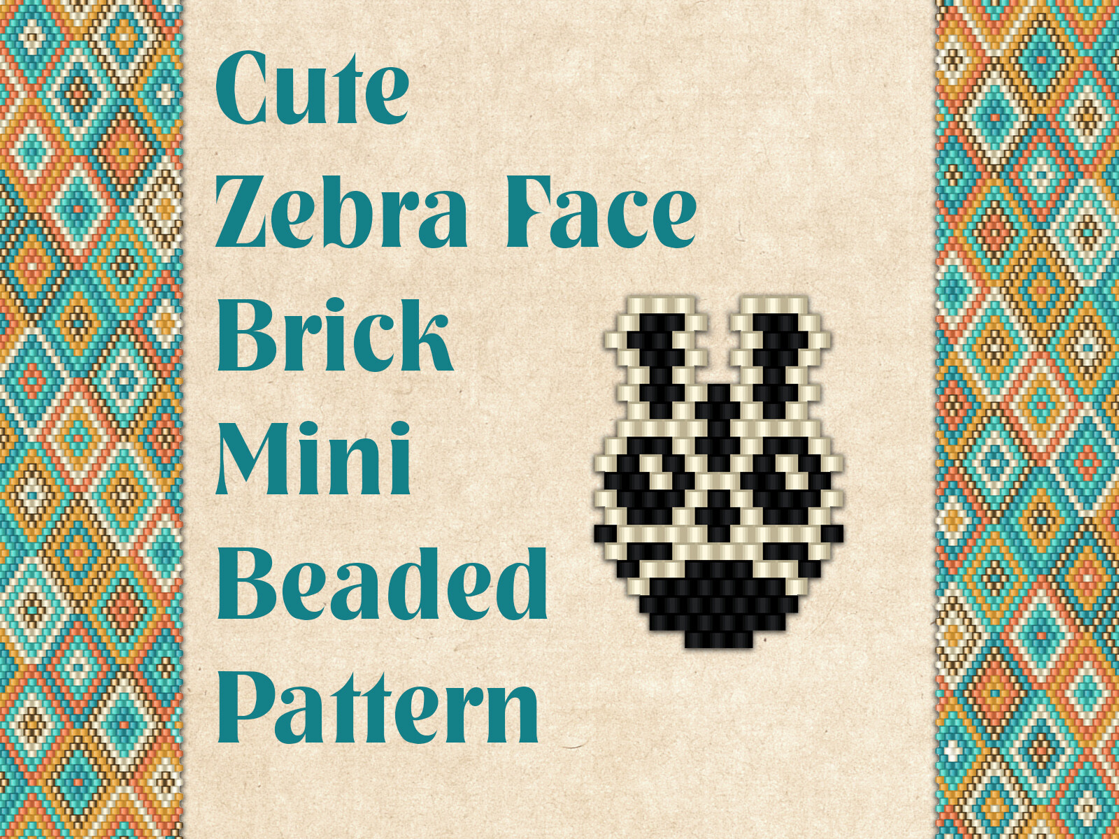 Beaded Cute Zebra Face
