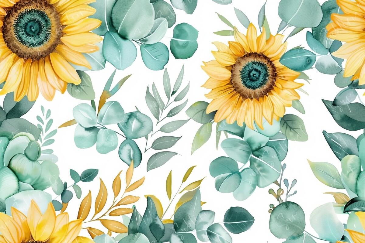 Floral Pattern with Sunflowers and Graphic by Sun Sublimation ...