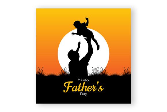 Happy Father's Day with Dad and Children