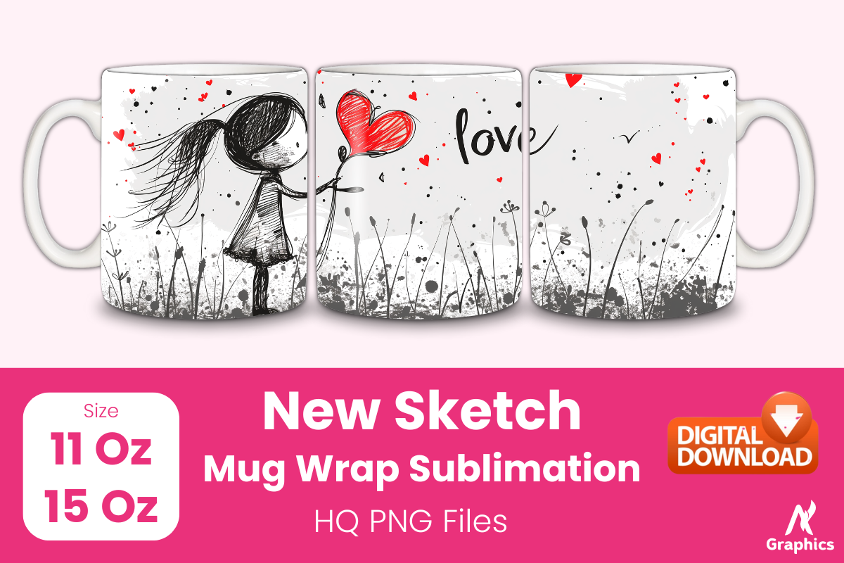 New Sketch Mug Wrap Sublimation No - 369 Graphic by AN Graphics ...