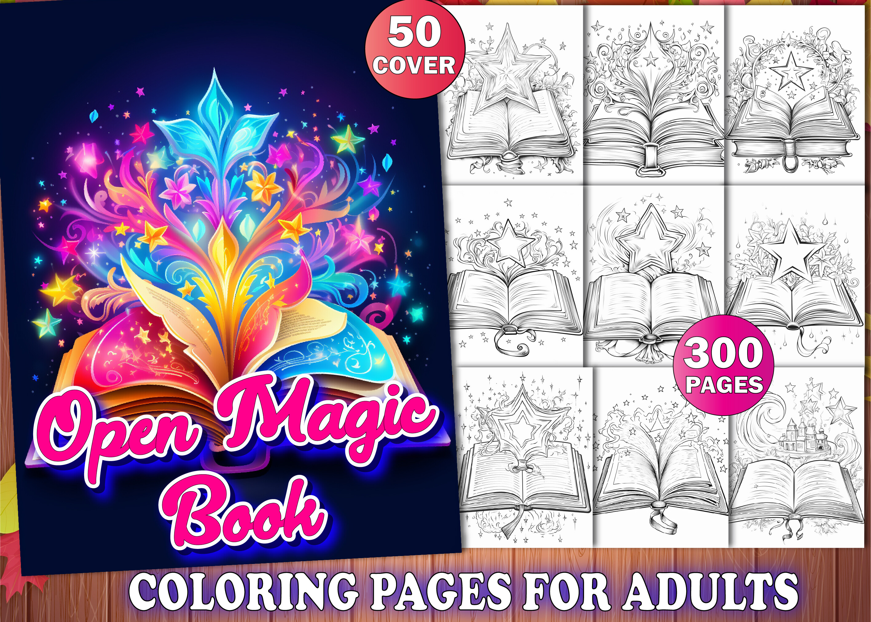Open Magic Book Coloring Pages for Adult