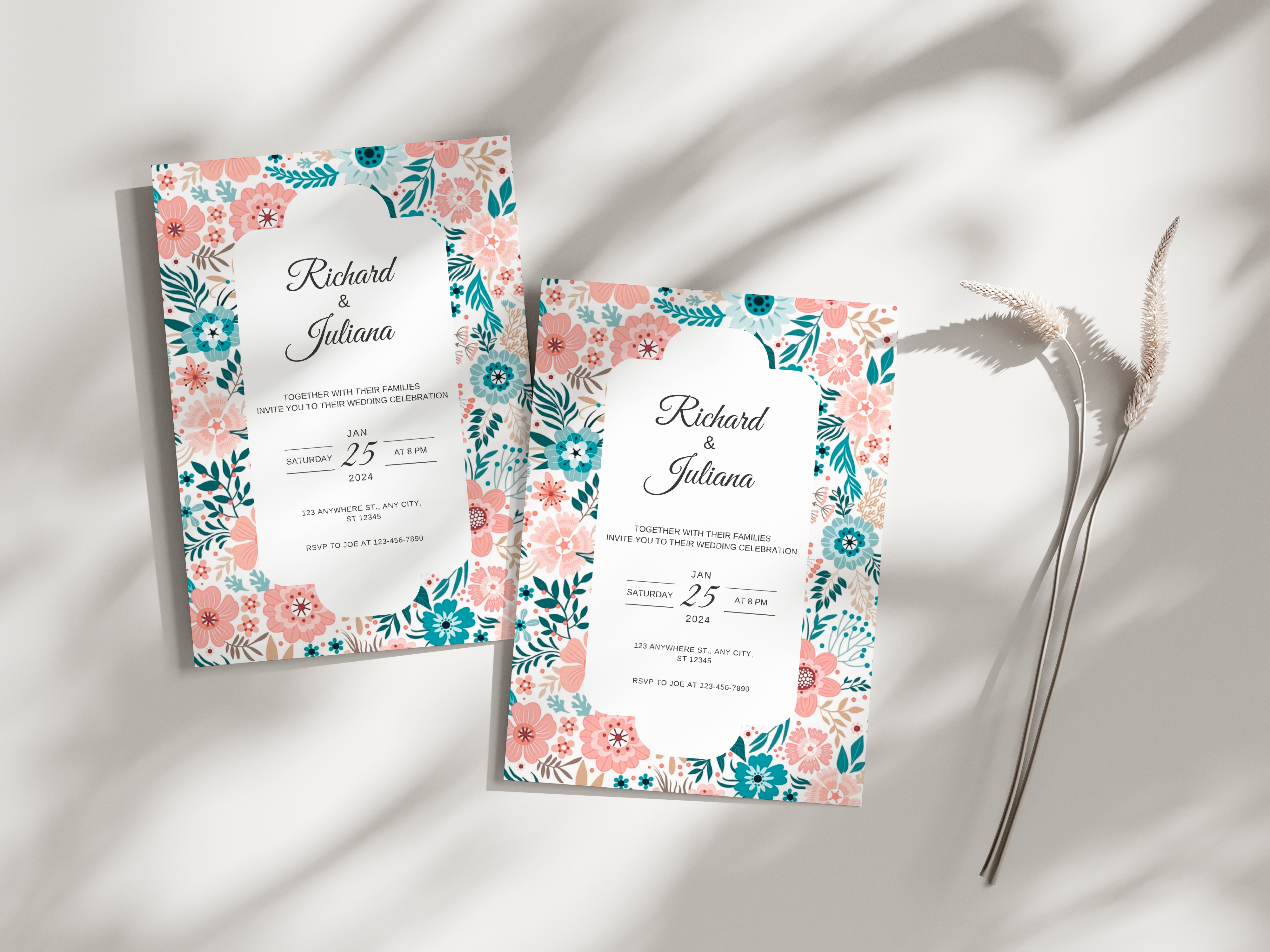 Wildflower Wedding Invitation Canva Tem