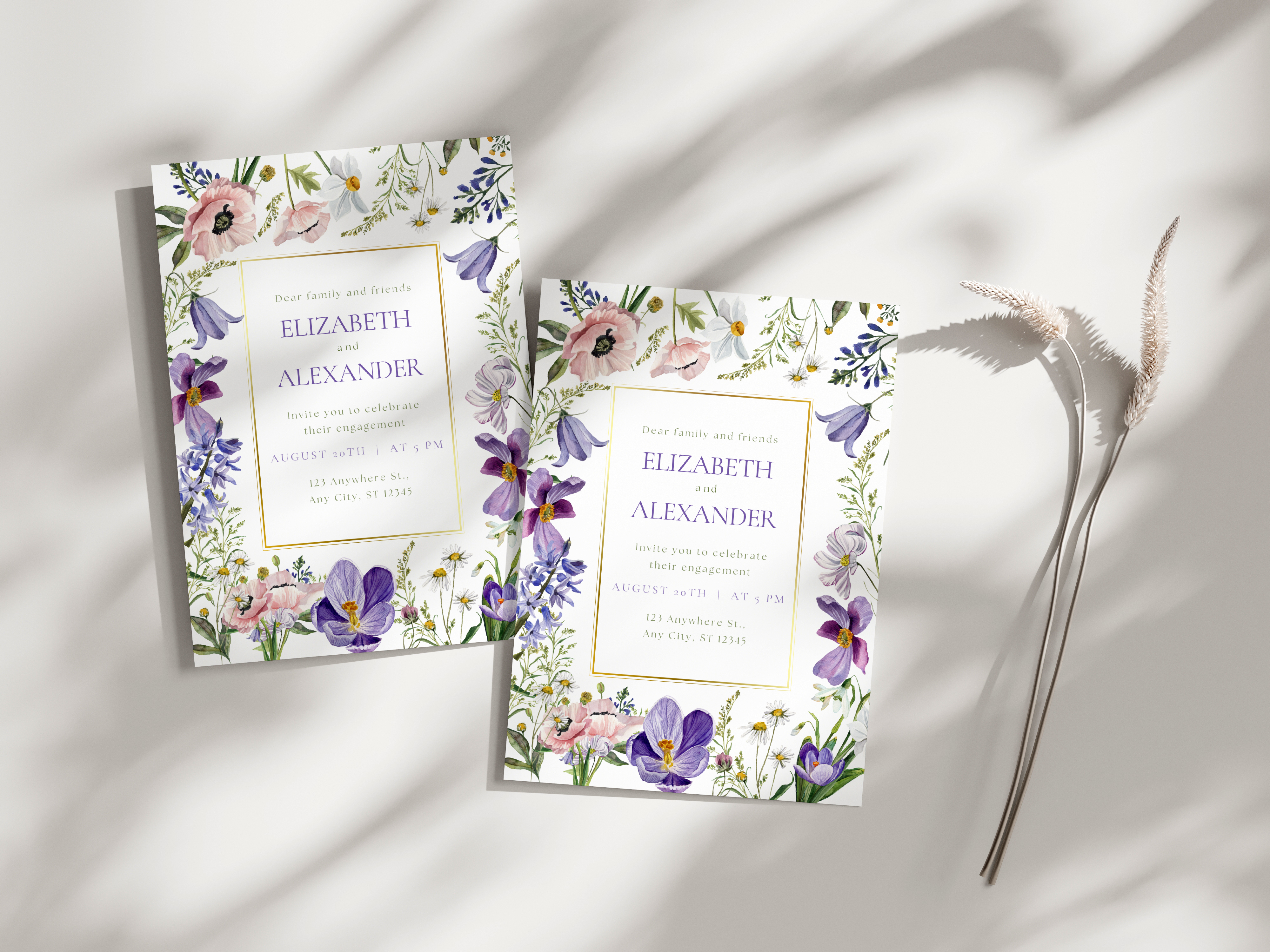 Wildflower Wedding Invitation Canva Temp