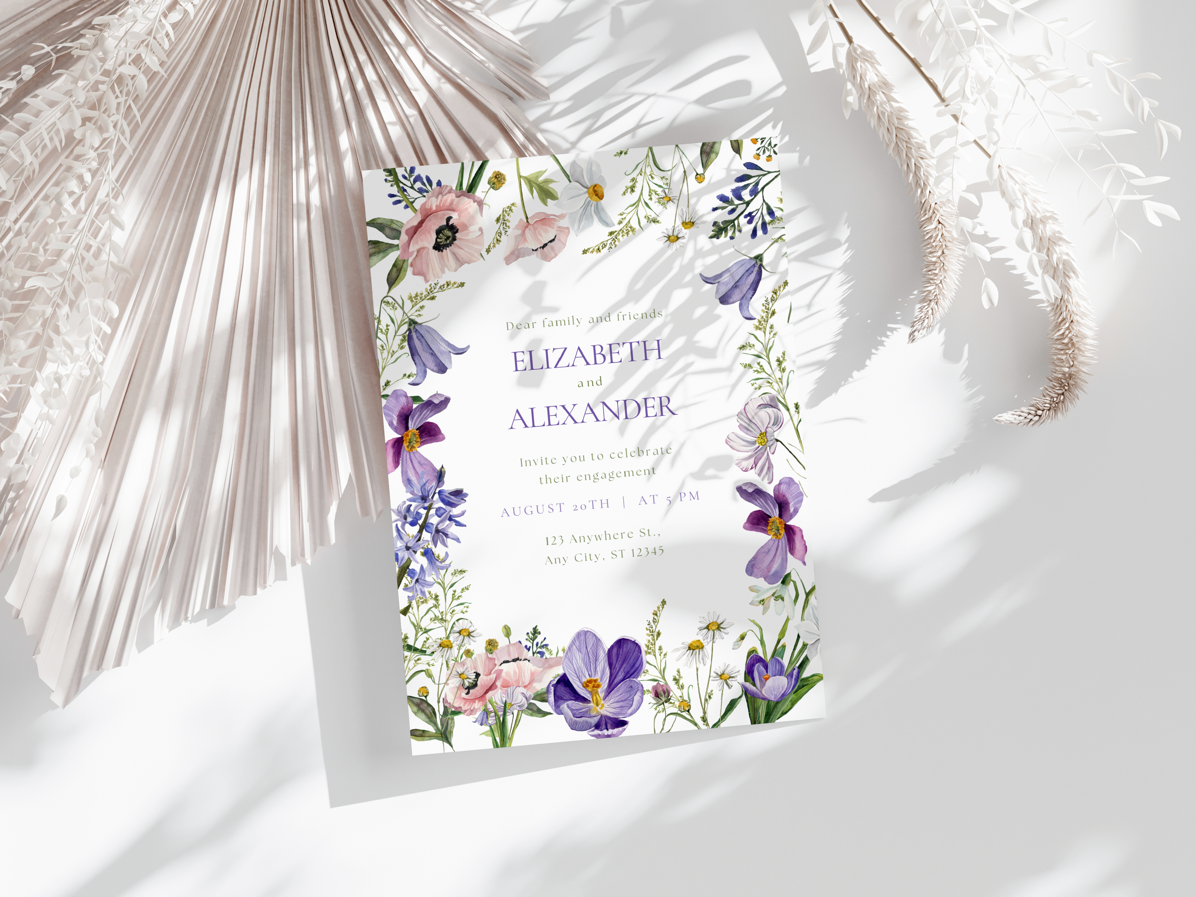 Wildflower Wedding Invitation Canva Temp