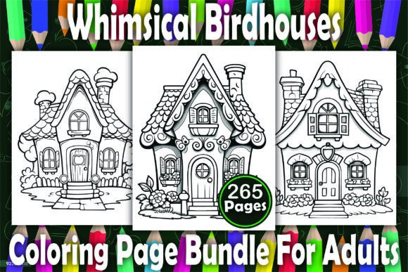 265 Whimsical Birdhouses Coloring Pages