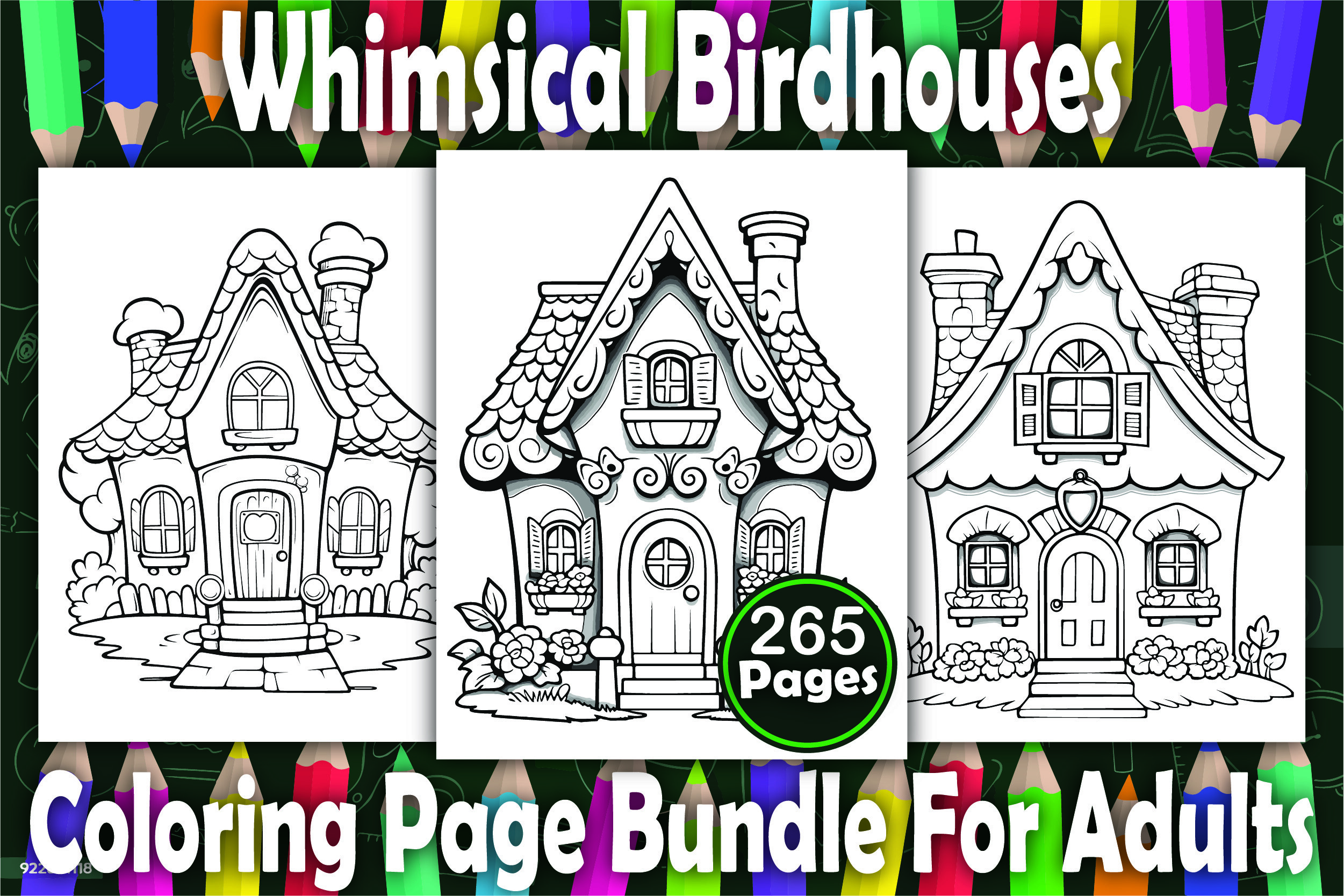 265 Whimsical Birdhouses Coloring Pages