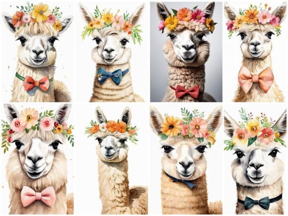 32 Images Baby Alpaca Wall Art Print