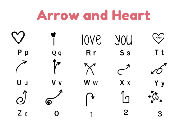 Arrow and Heart Font - Preview 1