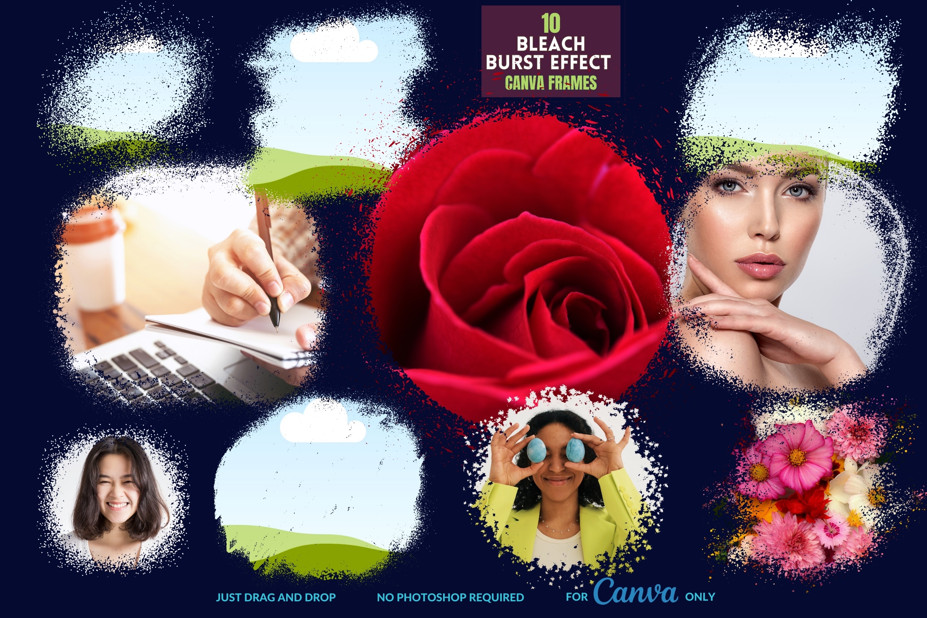 Bleach Burst Effect Digital Canva Frames