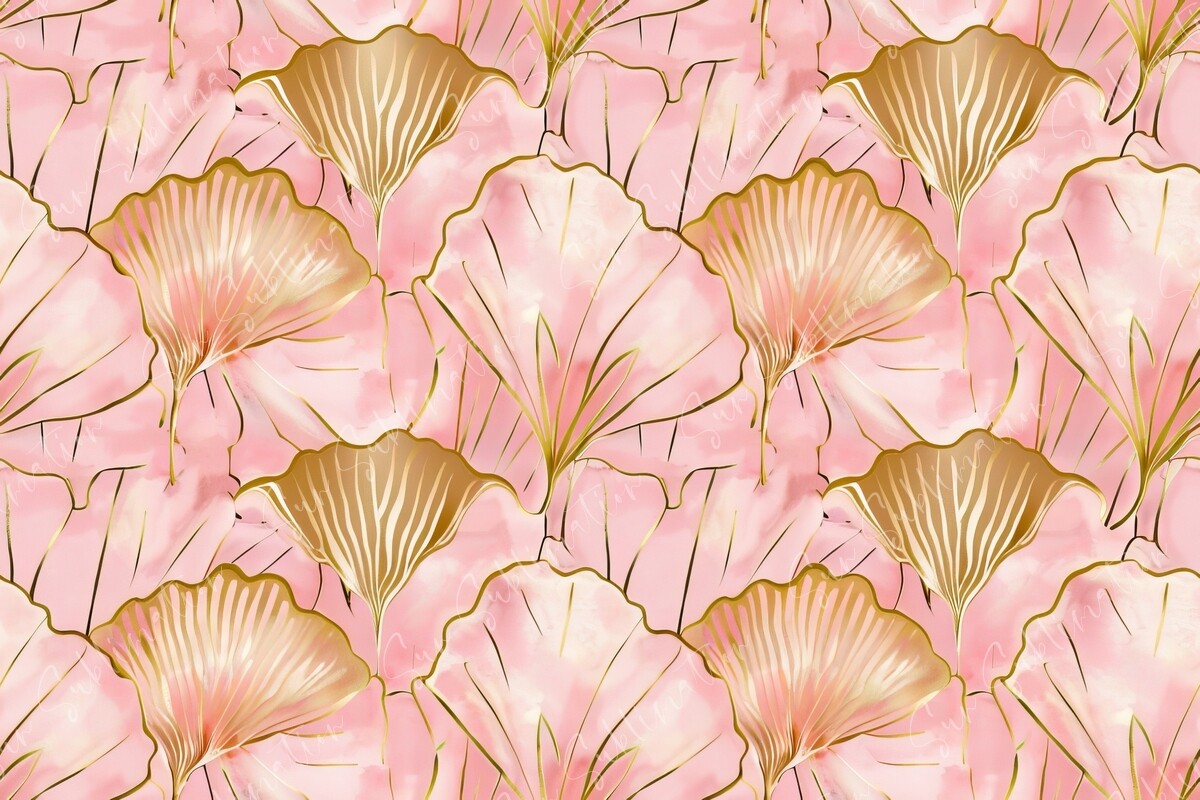 Delicate Pink and Gold Floral Seamless Graphic by Sun Sublimation ...