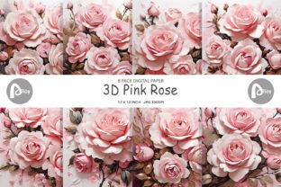 Digital Paper 3D Pink Rose Graphic by Artnoy · Creative Fabrica