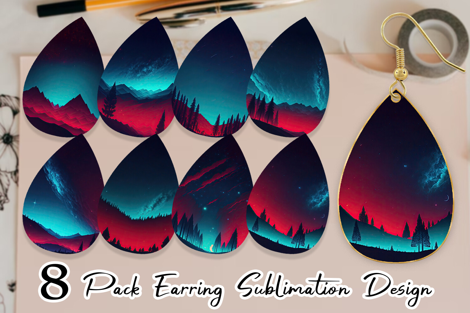 Earring Sky Shine Landscape Graphic by Artnoy · Creative Fabrica