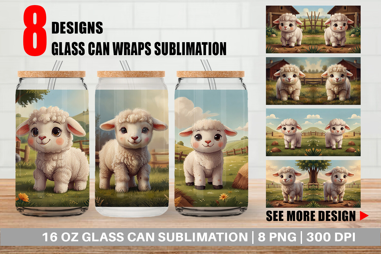 Glass Can Cartoon Lamb in Farm Graphic by Artnoy · Creative Fabrica