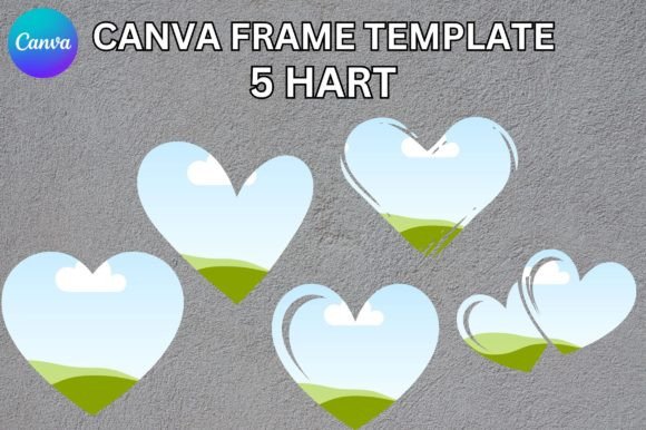 Editable heart Canva frame template for resizable designs