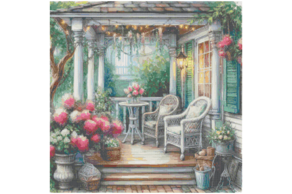 Log Porch Counted Cross Stitch Patterns