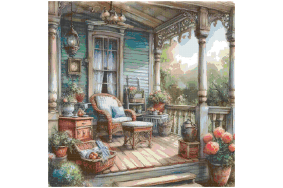 Log Porch Counted Cross Stitch Patterns