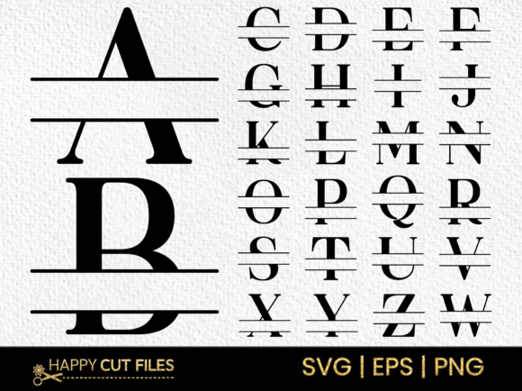 Monogram Svg Modern Split Font Letter Graphics