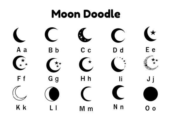 Moon Doodle Font PNG with transparent background - Preview 1