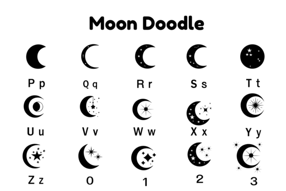 Moon Doodle Font PNG with transparent background - Preview 2