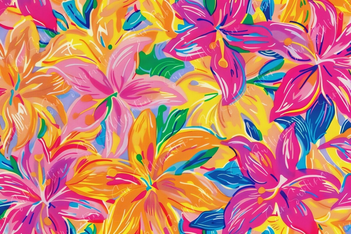 Vibrant Tropical Flowers Seamless Graphic by Sun Sublimation · Creative ...