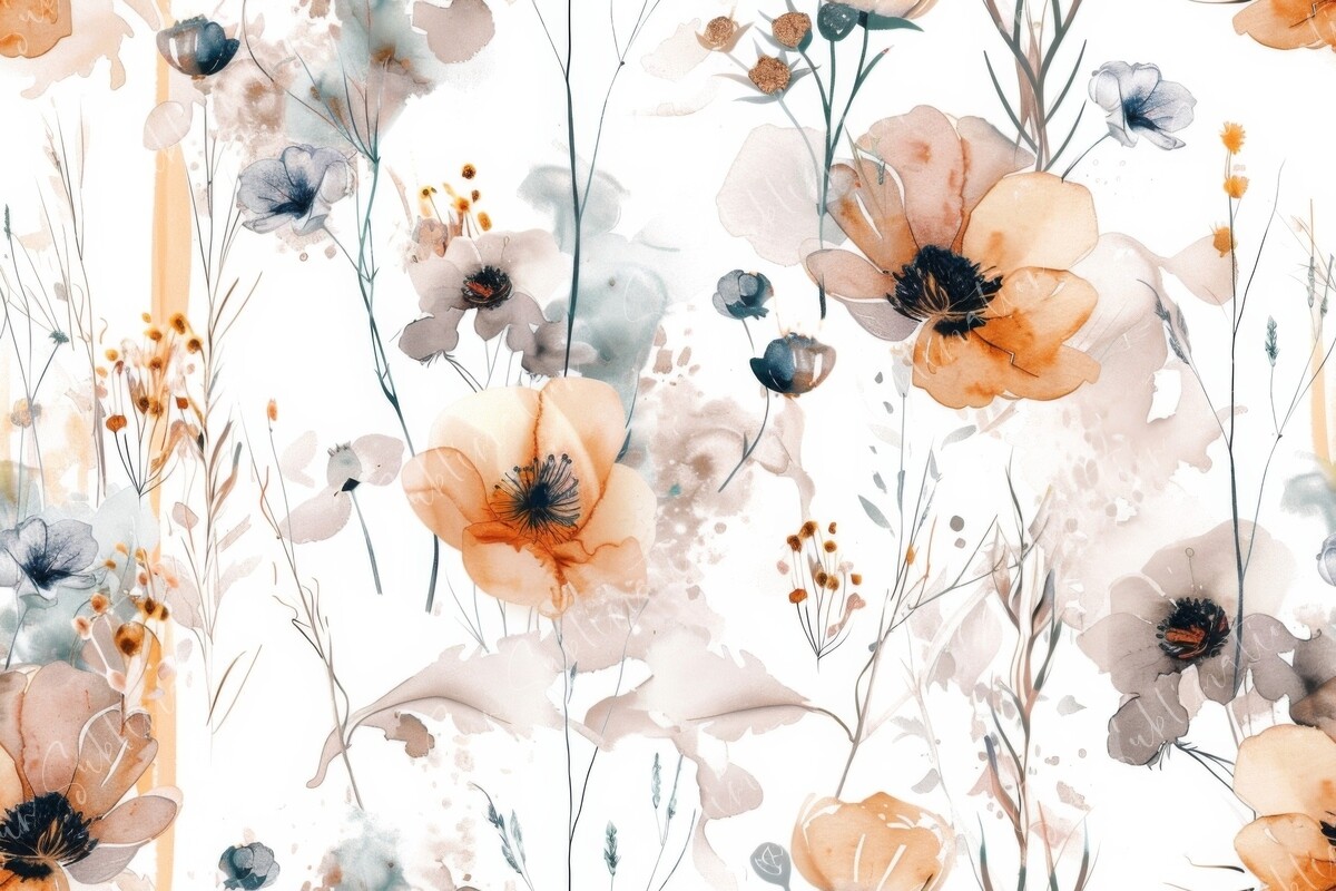 Watercolor Floral Seamless Pattern. Graphic by Sun Sublimation ...