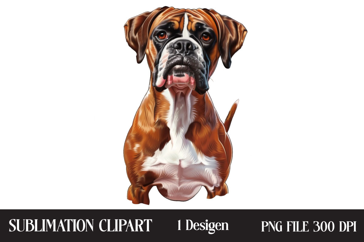 Watercolor Funny Boxer Dog Clipart Graphic by Creative Design House ...