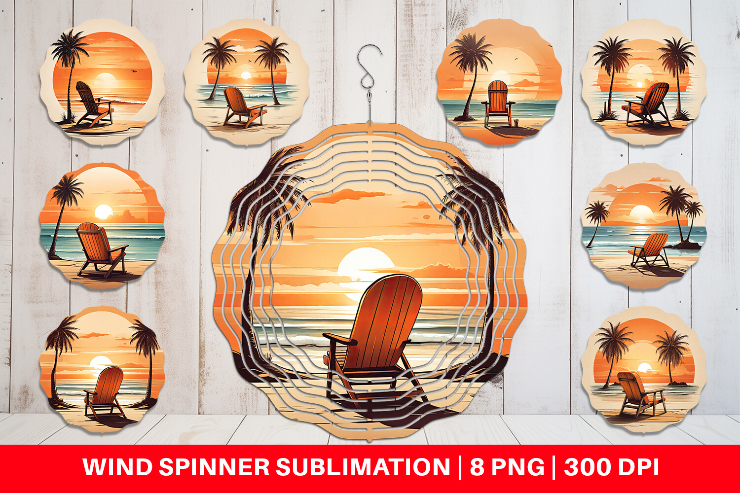 Wind Spinner Sunset Beach Chair Graphic by Artnoy · Creative Fabrica