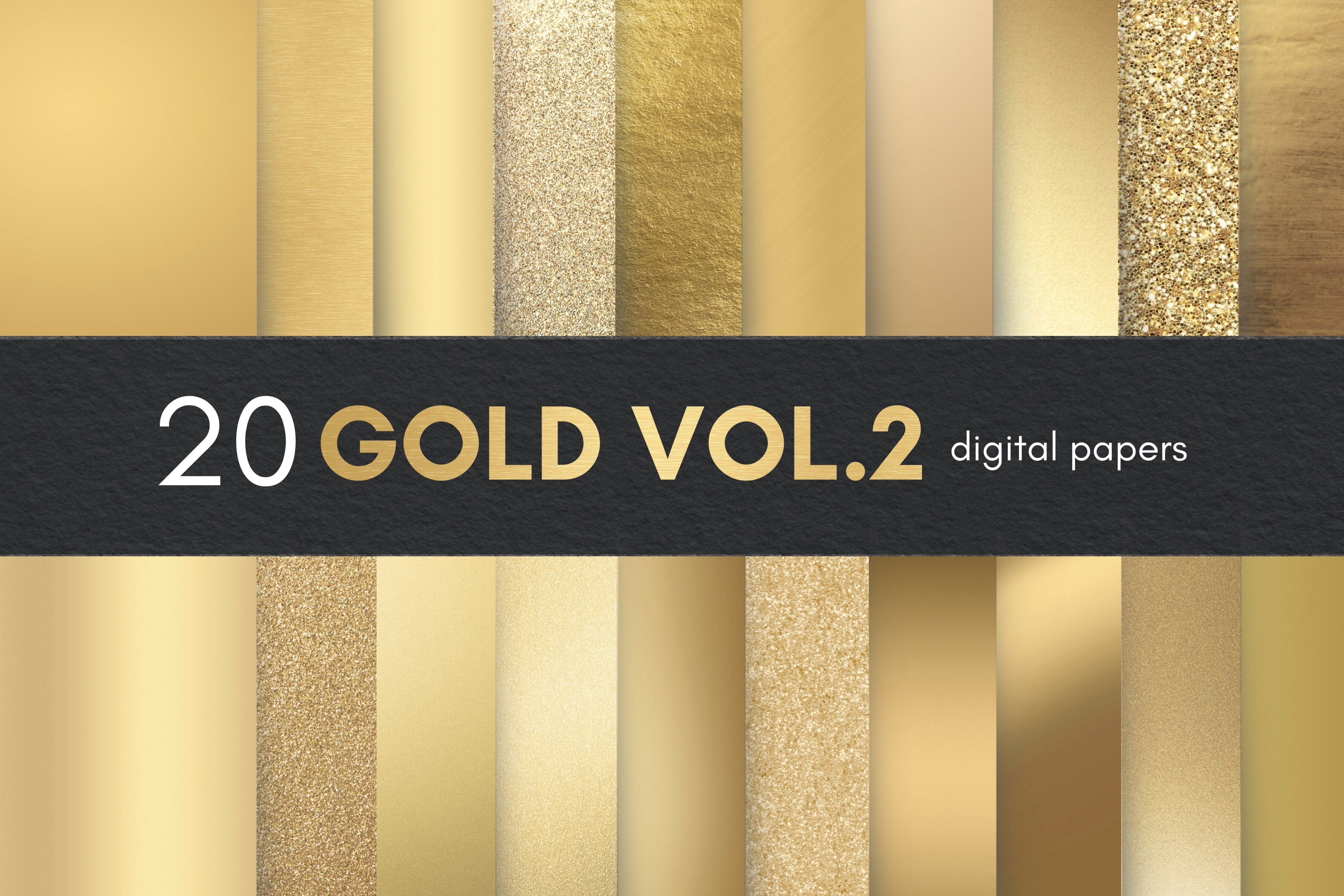 20 Gold Vol.2 Digital Paper, Gold Foil