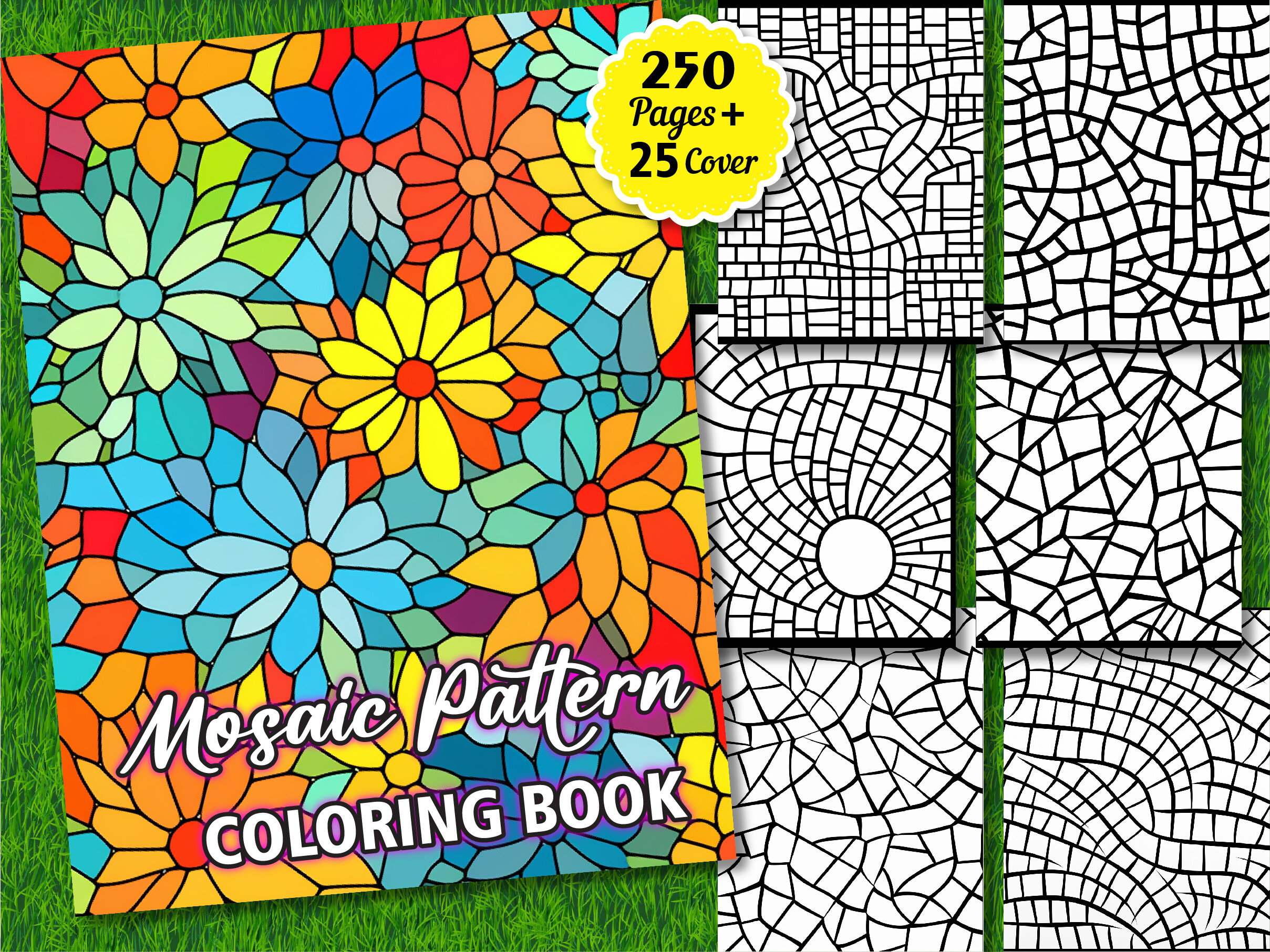 250 Mosaic Pattern Coloring Pages Kdp