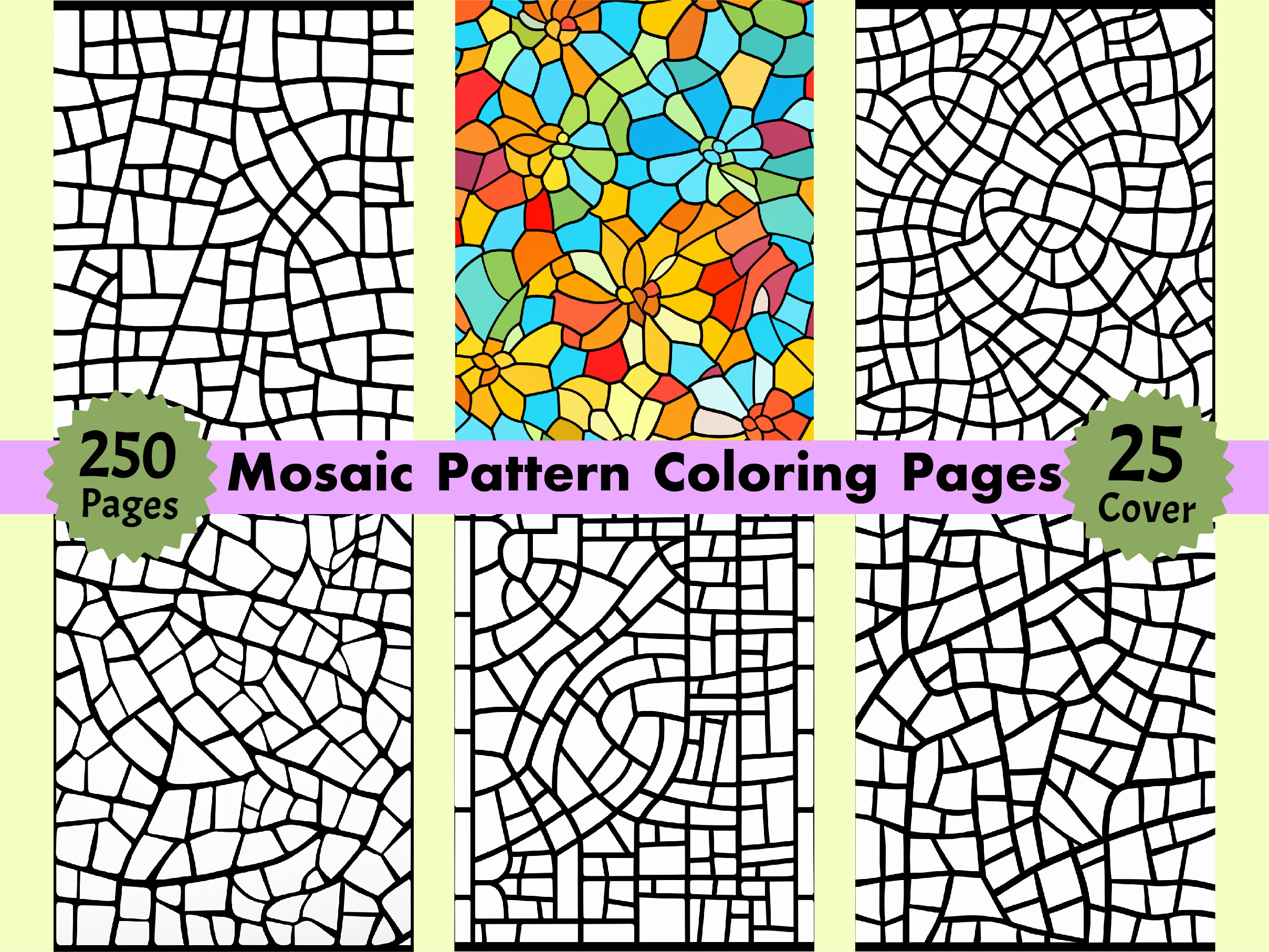 250 Mosaic Pattern Coloring Pages Kdp
