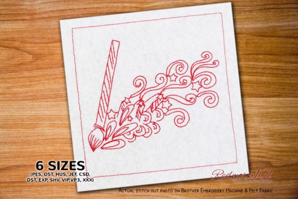 Brush with Abstract Doodles Redwork